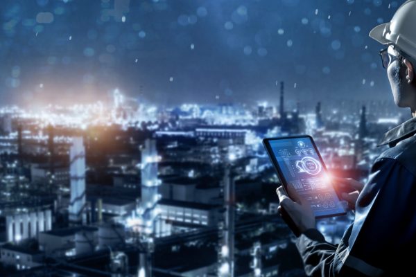 Smart industry 4.0 technology concept, engineer using data and c Smart industry 4.0 technology concept, engineer using data and control networking for sustainable energy, sustainable development, energy saving, increase productivity and efficiency management